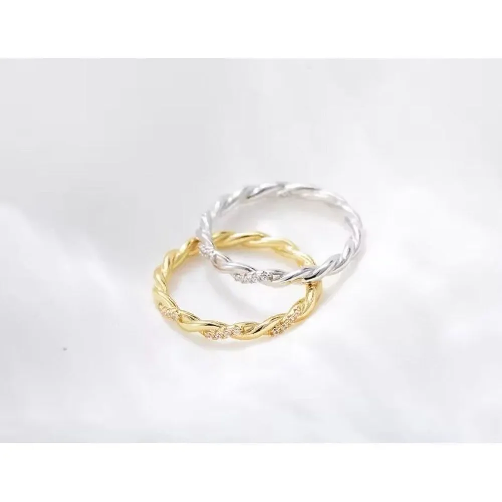 NEW 14k Gold Plated S925‎ Simulated Diamond Eternity Stacking Band Ring, Size 7